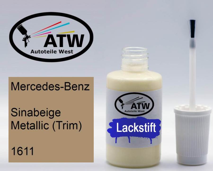 Mercedes-Benz, Sinabeige Metallic (Trim), 1611: 20ml Lackstift, von ATW Autoteile West.